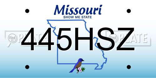 445HSZ Missouri License Plate