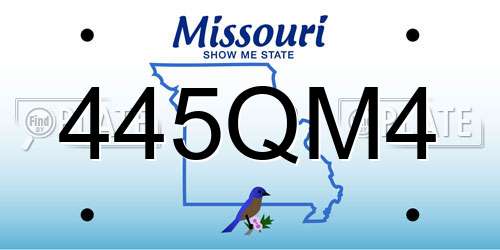 445QM4 Missouri License Plate