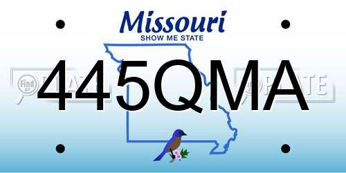 445QMA Missouri License Plate