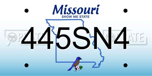 445SN4 Missouri License Plate