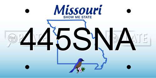 445SNA Missouri License Plate