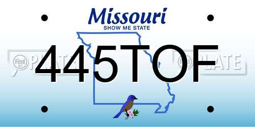 445TOF Missouri License Plate