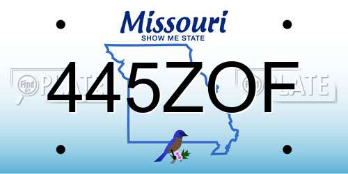 445ZOF Missouri License Plate
