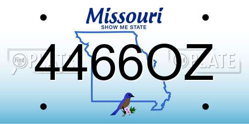 4466OZ Missouri License Plate