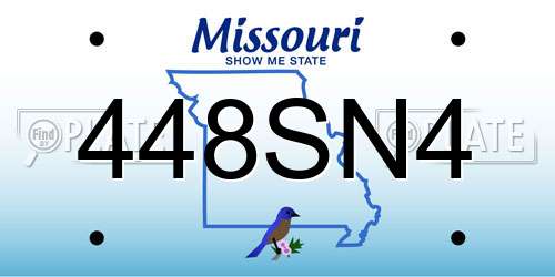 448SN4 Missouri License Plate