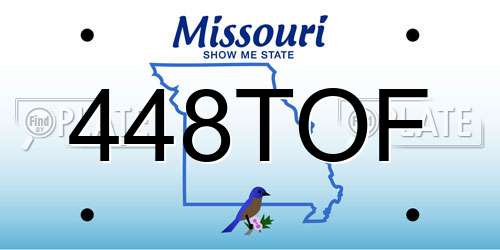 448TOF Missouri License Plate