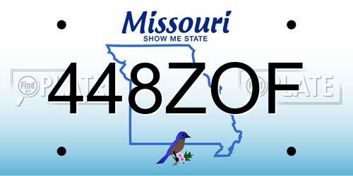 448ZOF Missouri License Plate
