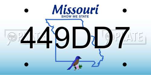 449DD7 Missouri License Plate