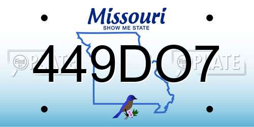 449DO7 Missouri License Plate