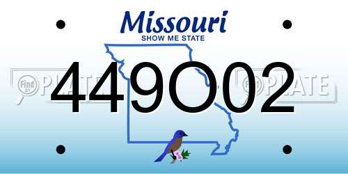 449O02 Missouri License Plate