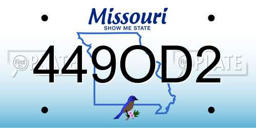 449OD2 Missouri License Plate