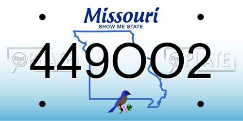 449OO2 Missouri License Plate