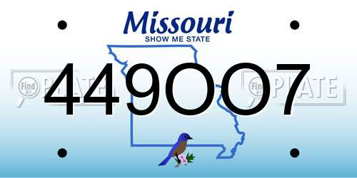 449OO7 Missouri License Plate
