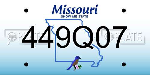 449Q07 Missouri License Plate