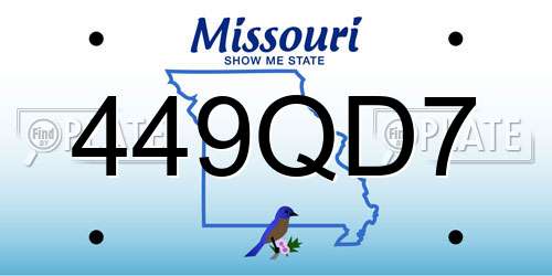 449QD7 Missouri License Plate