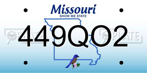 449QO2 Missouri License Plate