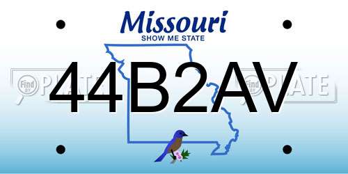 44B2AV Missouri License Plate
