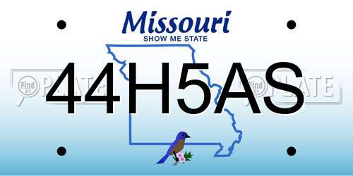 44H5AS Missouri License Plate