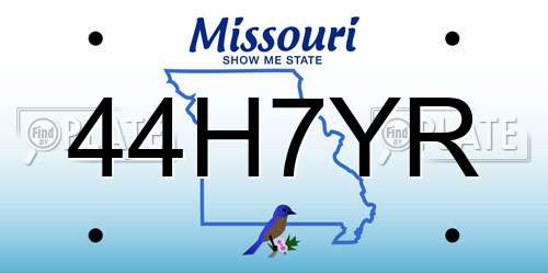 44H7YR Missouri License Plate