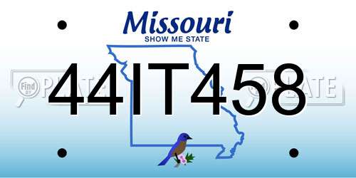 44IT458 Missouri License Plate