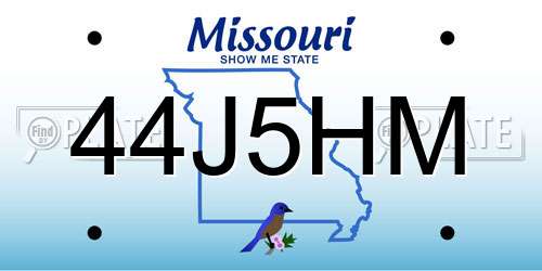 44J5HM Missouri License Plate