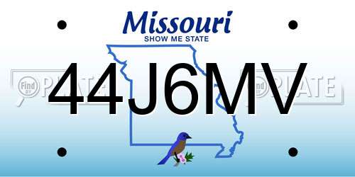 44J6MV Missouri License Plate