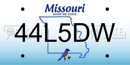 44L5DW Missouri License Plate