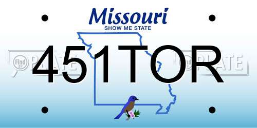 451TOR Missouri License Plate