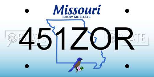 451ZOR Missouri License Plate