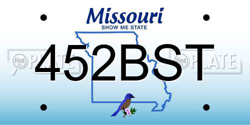 452BST Missouri License Plate