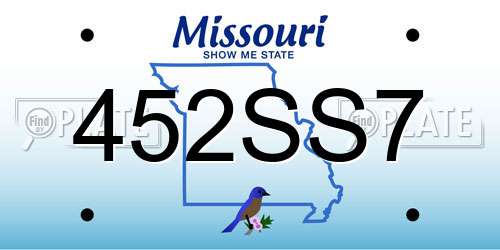 452SS7 Missouri License Plate