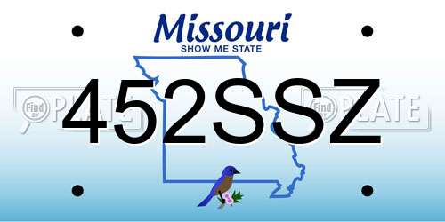 452SSZ Missouri License Plate
