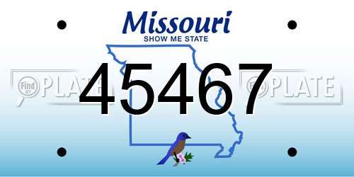 45467 Missouri License Plate