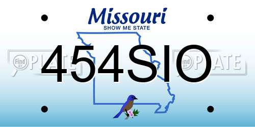 454SIO Missouri License Plate