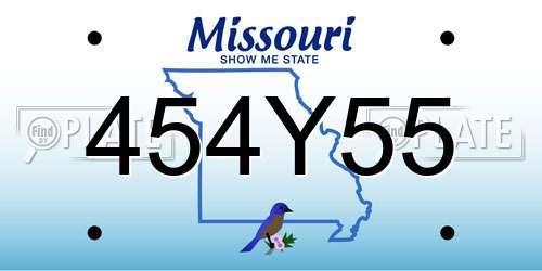 454Y55 Missouri License Plate