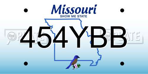 454YBB Missouri License Plate