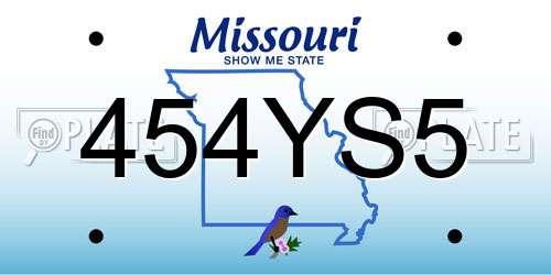 454YS5 Missouri License Plate