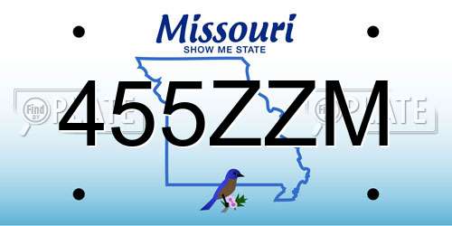 455ZZM Missouri License Plate