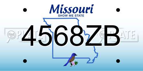 4568ZB Missouri License Plate