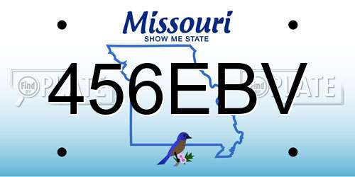 456EBV Missouri License Plate