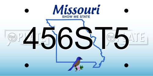 456ST5 Missouri License Plate