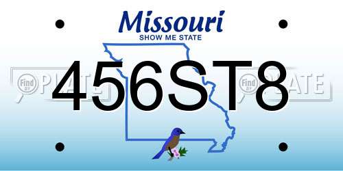 456ST8 Missouri License Plate
