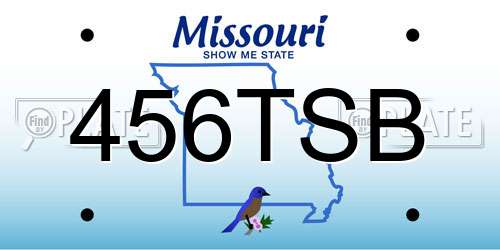 456TSB Missouri License Plate