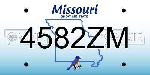 4582ZM Missouri License Plate