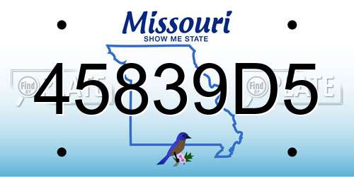 45839D5 Missouri License Plate