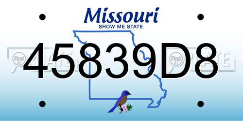 45839D8 Missouri License Plate