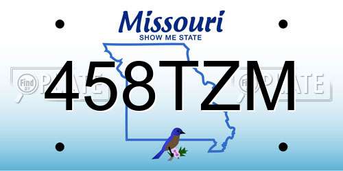 458TZM Missouri License Plate