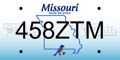 458ZTM Missouri License Plate