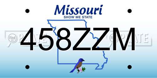 458ZZM Missouri License Plate