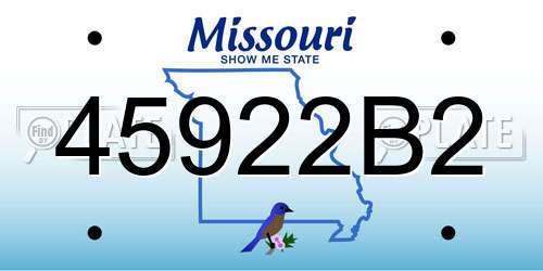 45922B2 Missouri License Plate